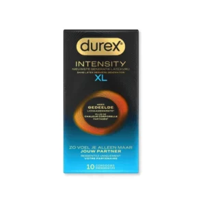 Préservatifs XL sans latex Durex Intensity, boîte de 10 préservatifs en nitrile ultra fins et extra lubrifiés