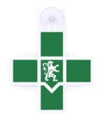 Croix infirmière verte à ventouse réf. 369/0010, signalétique pare-brise pour soins à domicile