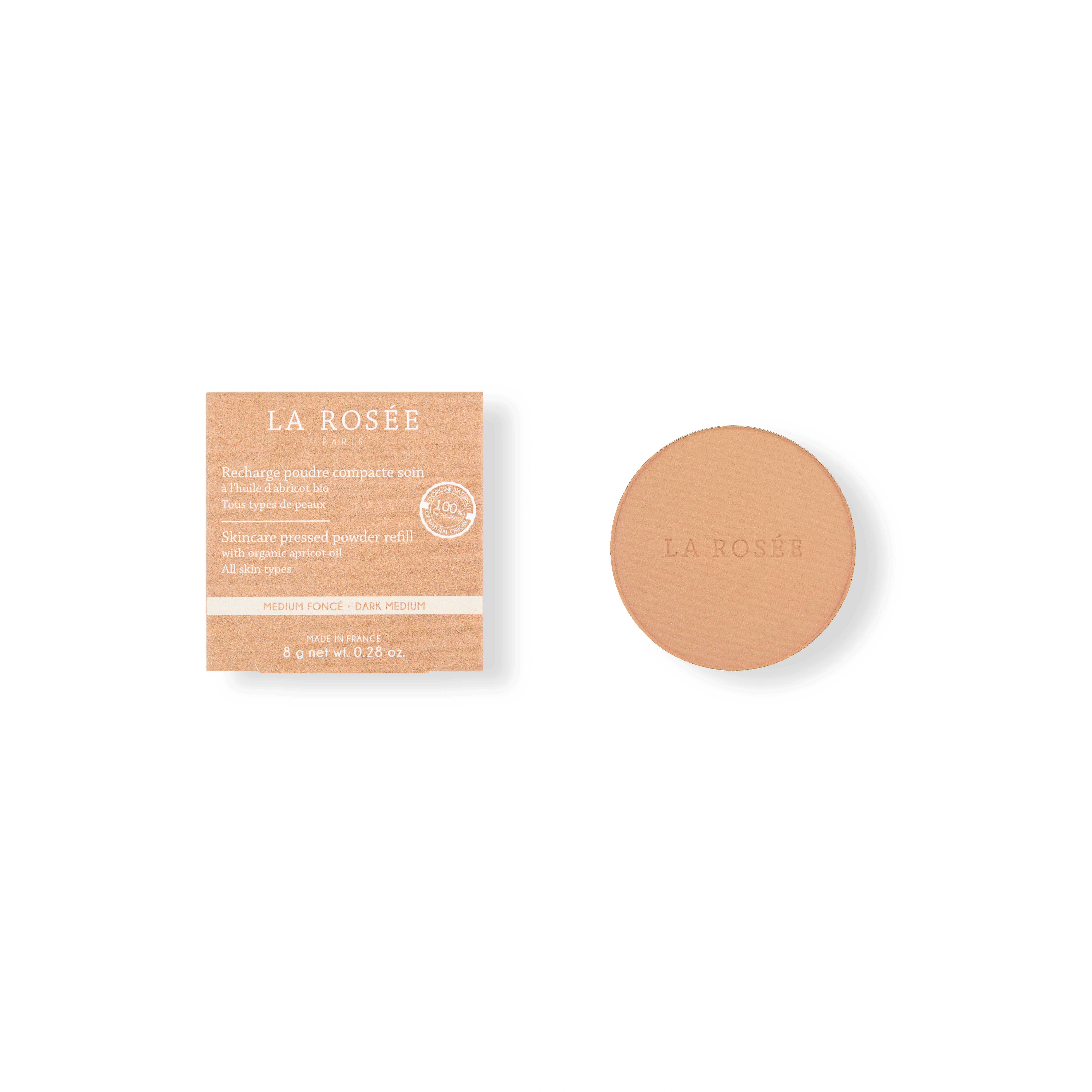Poudre compacte soin abricot bio La Rosée teinte 03 médium foncé, 8 g