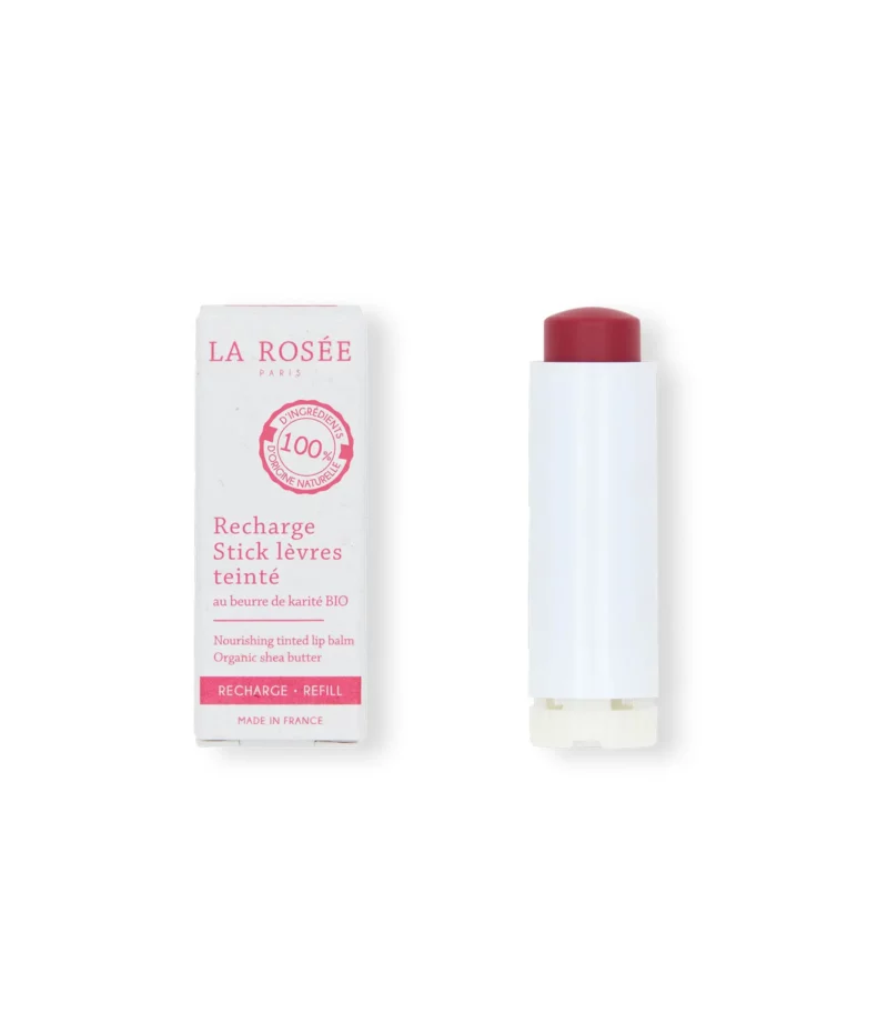 Stick-levre-teinté-recharge Recharge stick lèvres teinté La Rosée 4,5 g, teinte framboise au beurre de karité bio