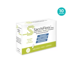 Sacchiflora 250mg 10 gélules Saccharomyces boulardii Amophar, contre la diarrhée aiguë et antibiotique